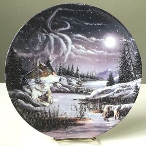 Vtg Bradford Exchange Collectors Plate Two By The Night, Two By The Light Wolves